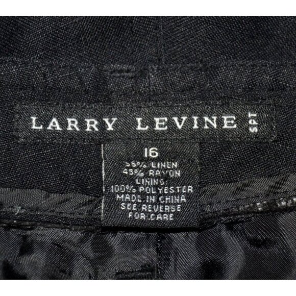 Larry Levine Black Cropped Ankle Linen Blend Pants Size 16 Casual Cargo Pocket - Picture 7 of 8